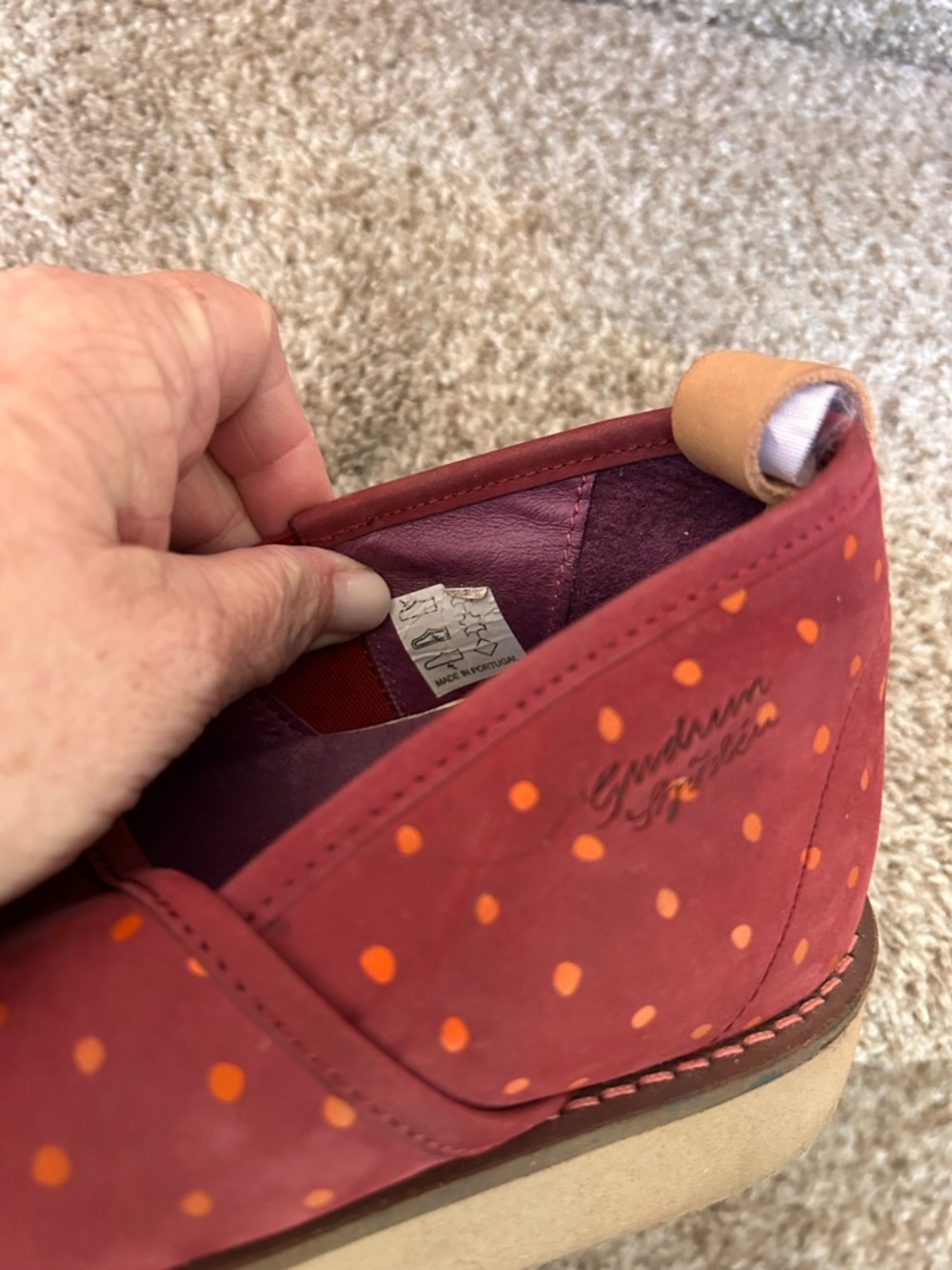Gudren Sjoden Slip On Suede Loafers. Polka dots. Comfort. Lagenlook. EUC. Funky - Picture 10 of 10